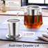 IPOW 2 Pack Extra Fine Mesh Coffee Filter with Coaster Lid and Double-sided Handle, Micron Mesh Tea Infuser for Loose Tea, Food-grade Stainless St...