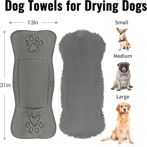 Microfiber Dog Towels for Drying Dogs, Super Absorbent, Soft and Quick Drying Pet Grooming Towel, 31Inch X 13Inch, Perfect Pets' Shower & Bath Sup...