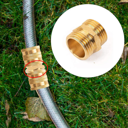 Hourleey Garden Hose Adapter, 3/4 Inch Solid Brass Hose Connectors, 2 Pack Hose Connector with 2 Extra Washers (Male to Male)...