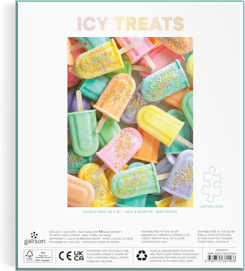 Galison Icy Treats – Julie Seabrook Ream 1000 Piece Puzzle Featuring A Pastel Collage of Frozen Treats Perfect for Summer...