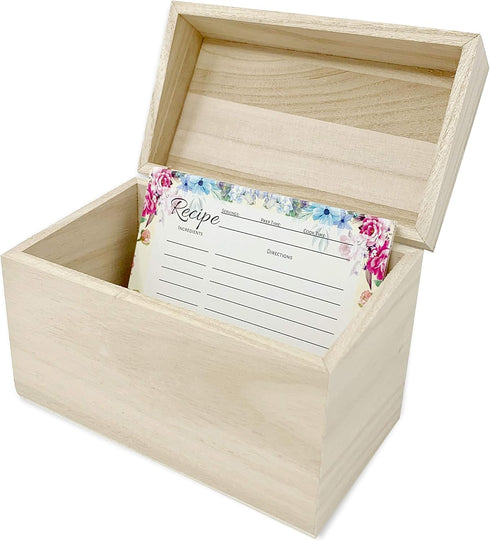 Recipe Box with Cards (50 Count Floral Recipe Cards), Recipe Card Box, Recipe Tin, Recipe Boxes, Recipe Cards 4x6 Inches, 4x6 Recipe Cards, Metal ...