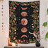 Rexful Moonlit Garden Tapestry, Moon Phase Surrounded by Plants and Flowers Black Wall Hanging Blanket 44×60 inch...