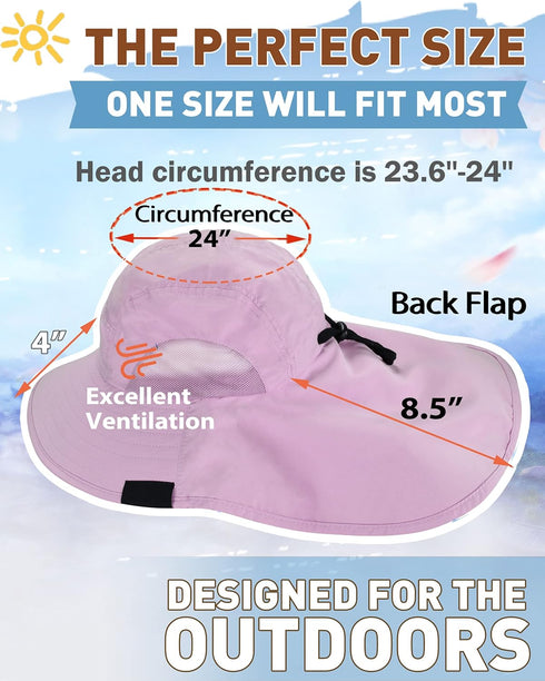 Neck Flap Sun Hat with Wide Brim - UPF 50+ Hiking Safari Fishing Caps for Men and Women, Perfect for Outdoor Adventures...