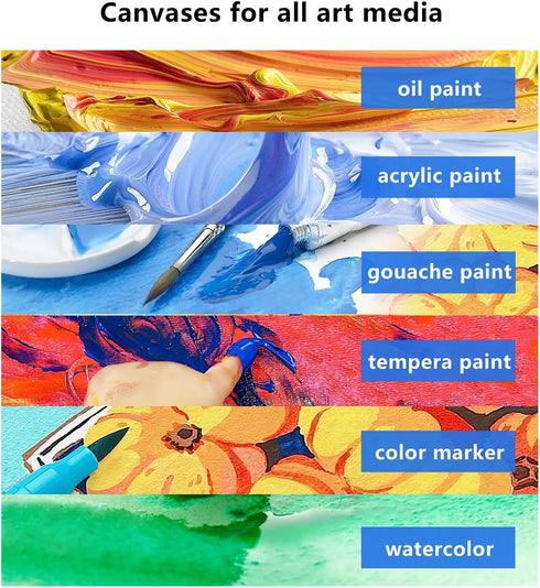 Canvas Boards 4 Pack, 8x10inch Blank Canvases for Painting, Gesso Primed Acid-Free 100% Cotton Painting Canvas Panels for Acrylic Oil Tempera Wate...