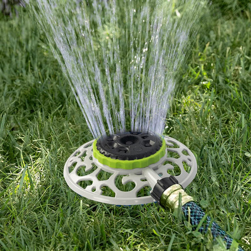 Hourleey Adjustable Turret Metal Sprinkler, 8 Mode Fixed Lawn Sprinkler for Yard with Hose Quick Connect Product Adapter for Garden Watering Irrig...