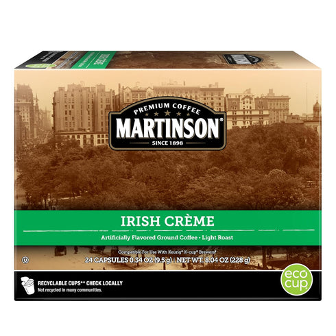 Martinson Irish Crème Flavored Coffee, Light Roast, Keurig K-Cup Brewer Compatible Pods, 24 Count (Pack of 1)...
