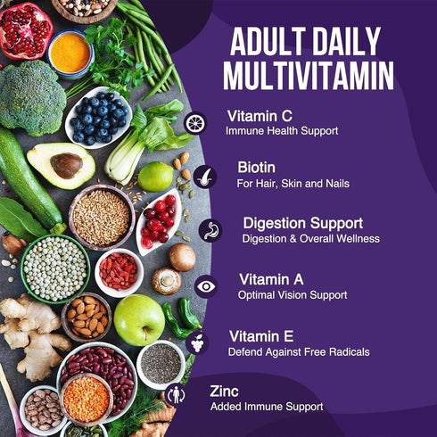 Multivitamin Gummies - Nature's Daily Gummy Multivitamins for Adults, Women & Men with Vitamins A, C, E, B6, B12, and Minerals - Natural Multi Vit...