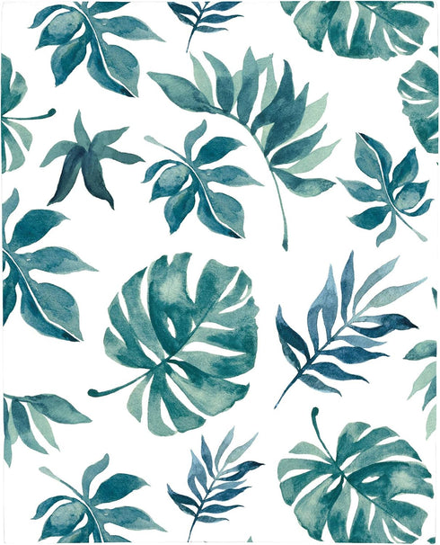 NoJo Super Soft Green & White Palm Leaf Nursery Mini Crib Fitted Sheet, Green, White...