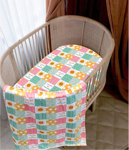 Baby Blanket for Girls, Super Soft Double Layer Minky Blankets with Dotted Backing, Sun Smile Toddler Newborn Nursery Bed Blanket, You are My Suns...