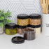 Cornucopia Brands 12 Ounce Clear Plastic Jars w/Black Plastic Lids (6-Pack); BPA Free PET Stackable Canisters for Bathroom & Kitchen Storage...