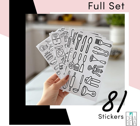 Della Bella Kitchen Cabinet and Drawer Label 81 Stickers Set Home Organization Labels Kitchen Utensil Sticker Kitchen Pantry Cupboard Drawer Airbn...