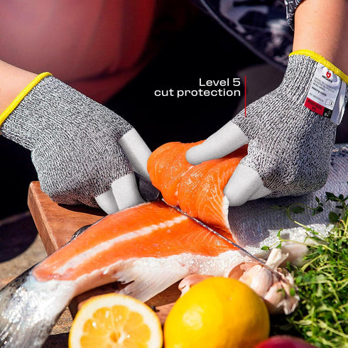 NoCry Kids Cut Resistant Gloves with 3 Reinforced Fingers - 100% Food Grade Kids Cooking Gloves with Level 5 Protection - Lightweight, Ambidextrou...