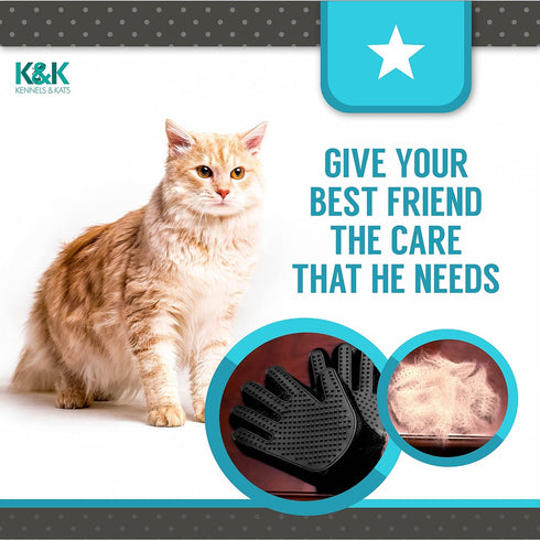 KENNELS & KATS Pet Grooming Gloves | Deshedding Glove for Easy, Mess-free Grooming | Grooming Mitt for Dogs, Cats, Rabbits & Horses with Long/Shor...
