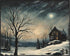Posterizer 1 pcs-old farm house in snowy winter nature-in oil painting style-12-Landscape & Nature Art-GIft for Men Women Teens-Dining Room Decor-...