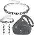 MTLEE 4 Pieces Rhinestone Necklace Choker Bracelet Earring Clutch Purses Jewelry Set Women Crystal Triangle Bling Diamond Purse Rhinestone Bag for...
