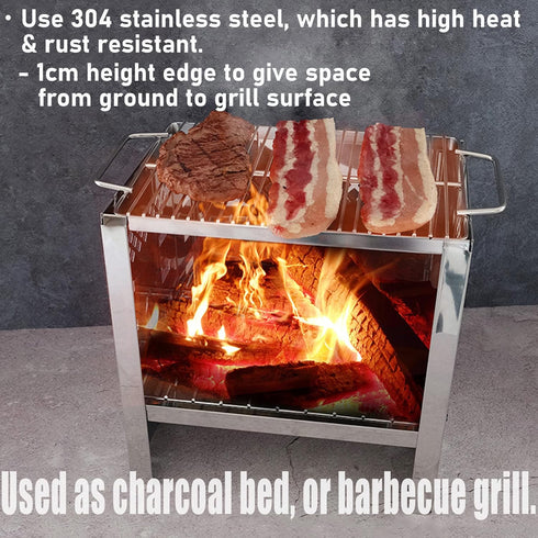 camping moon 304 Stainless Steel 9.6'' x 6.8'' Cooking Grill Grate Cooking Grid Cooking Grate B5-W...