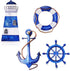 Yookeer 4 Pcs Beach Coastal Wall Decor Ocean nautical Bathroom Decor Wood Lighthouse Ship Wheel Anchor Wall Art Signs for Beach Party Room Bathroo...