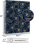 SUNEE 3 Ring Binder 1 Inch, Cute Binder with 2 Pockets, Decorative Pretty Three Ring Binder (Gold Rose on Blue Design) Heavy Duty (Fit 8.5x11 Inch...