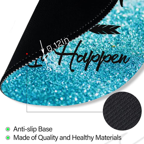 Positive Round Mouse Pad, Blue Small Mouse Pad with Non-Slip Rubber Base, Stitched Edge Mousepad for Desk Wireless Mouse, Gaming Mouse Mat for Com...
