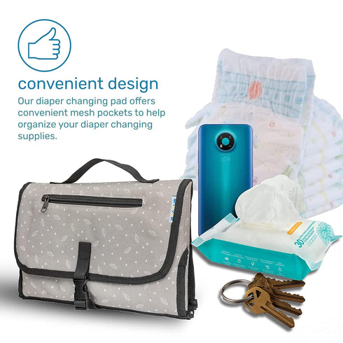 Enovoe Portable Diaper Changing Pad for Baby - Convenient, Durable, Waterproof Travel Changing Mat with Built-in Head Pillow for Your Infant - Gre...