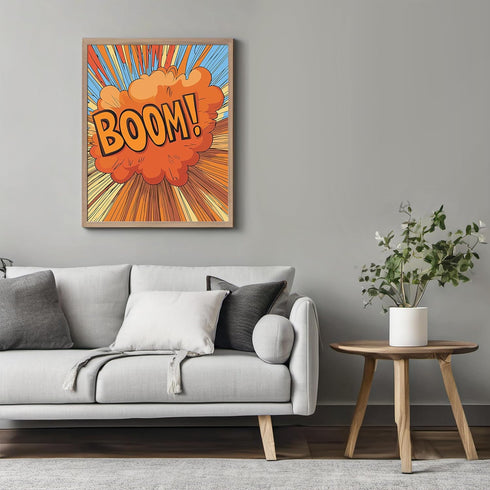 Posterizer 1 pcs-A comic book style explosion with the word BOOM -1-Art in Pop Style Gift for Superhero, Comic Book Fans Decor for Game Room or Ma...