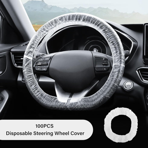 100PCS Disposable Steering Wheel Covers,Disposable Steering Wheel Protector with Elastic for Avoiding Scuffs & Scratches,Universal Car Steering Wh...