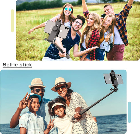 Universal Phone Tripod Mount Adapter with ?ireless Camera Remote, Cell Phone Holder with Adjustable Clamp for Selfie Stick Monopod Compatible with...