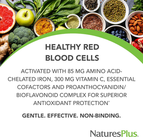 NaturesPlus Hema-Plex Iron - 60 Fast-Acting Softgels, Pack of 2-85 mg Elemental Iron + Vitamin C & Bioflavonoids for Healthy Red Blood Cells - Veg...