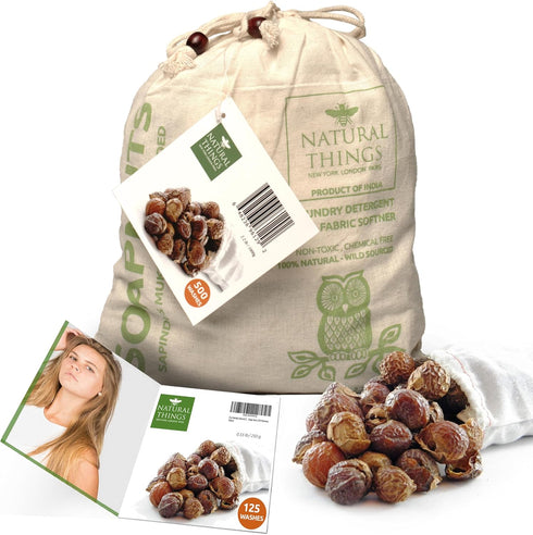 NaturalThings Organic Soap Nuts - Eco-Friendly Laundry Soap Nuts, Hypoallergenic, No Fragrance/Chemicals, 125 Loads Per Pack + 1 wash Bag...