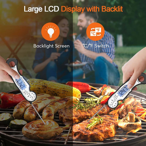Digital Instant Read Meat Thermometer Digital for Grilling and Cooking - ANDAXIN Waterproof Ultra-Fast Thermometer with Backlight&Calibration&Fold...