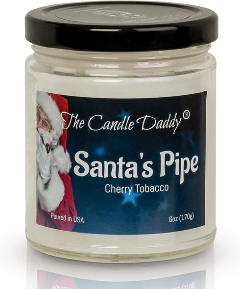 Santa's Pipe Funny Holiday Candle - Cherry Tobacco Scented Candle - Holiday Candle for Christmas, New Years - Hand Poured in USA - 6oz...