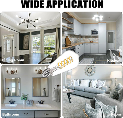 ST58 (ST19) LED Edison Bulb 60 Watt Equivalent, CRI 80+, Shatterproof High Brightness Natural White 4000K Dimmable Antique LED Filament Light Bulb...