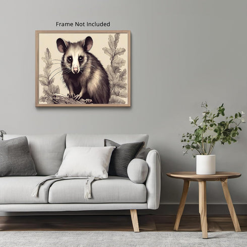 Posterizer 1 pcs- A possum standing on a tree print-Art for Animal Lovers- Gift for Men Women Entrepreneur Teens-Living Room Bedroom Decor- unfram...