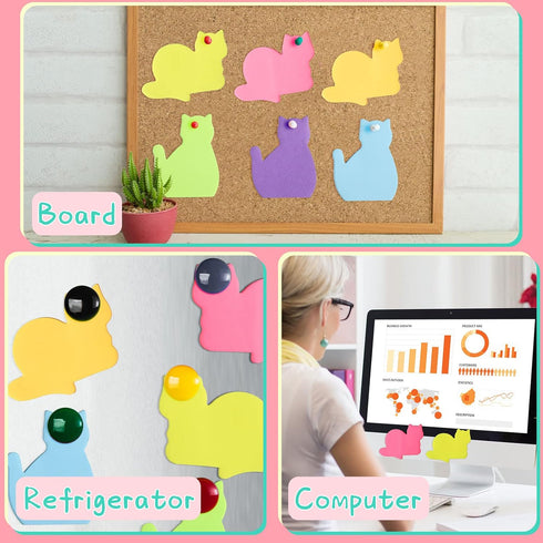 42 Pcs Stationery Set 6 Color Cute Sticky Notes 30 Pcs Paper Clips and 6 Pcs Cute Pen Lover Gifts Lovely Office Desk Accessories for Work School O...