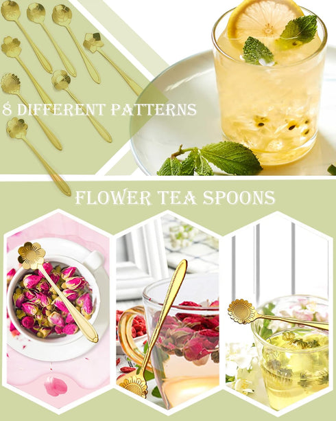 16 Pcs Teaspoon Tea Spoons, ESRISE Stainless Steel Cute Coffee Spoon for Tea Party Decorations (Gold)...