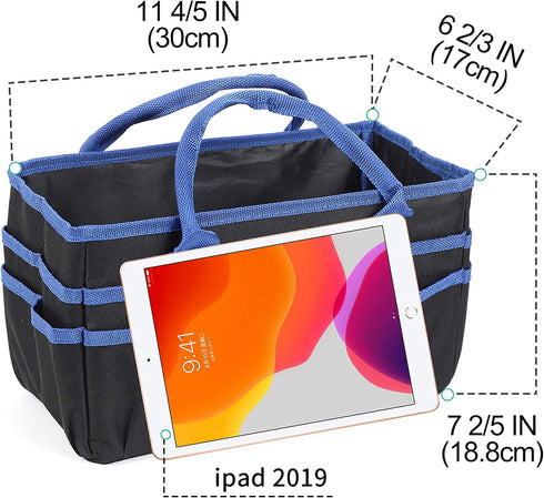 JJRING Craft and Art Organizer Tote Bag - 600D Blue Nylon Fabric Art Caddy with Pockets - for Art, Craft, Sewing, Medical, and Office Supplies Sto...