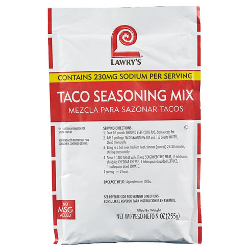 Lawry's Taco Seasoning Mix, 9 oz - One 9 Ounce Packet of Taco Seasoning Mix, Best for Chicken, Beef, Fish, Pork or Plant-Based Tacos...