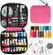 JUNING Sewing Kit with Pink Case Portable Sewing Supplies for Home Traveler, Adults, Beginner, Emergency, Kids Contains Thread, Scissors, Needles,...