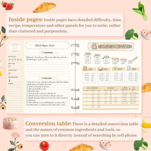 Blank Recipe Book to Write in Your Own Recipes Recipe Journal 7.5×8.3 Inches with Stickers for Gifts Ideas for Women Wife Mom 120 Pages, Blooming ...