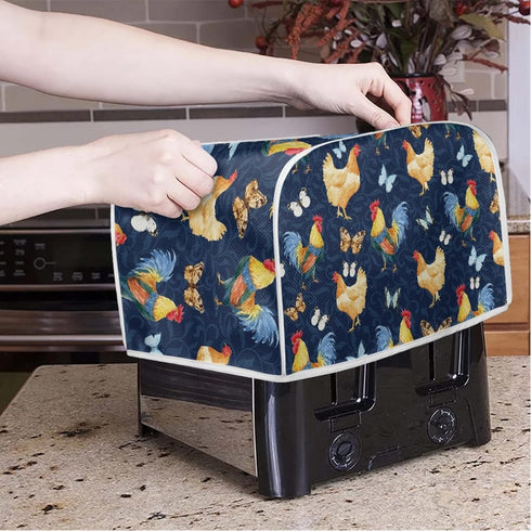 Toaster Cover 4 Slice,Rooster Chicken Pattern Kitchen Decor Toaster Dust Cover Protective Cover Bread Maker Cover Toaster Oven Cover,Machine Washa...