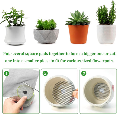 18pcs Flower Pot Hole Mesh Pad, 11.8x7.8 Inch Planter Mesh Drainage Screen, DIY Drainage Netting Pot Bottom Grid Mat Keep Soil from Flowing Away...