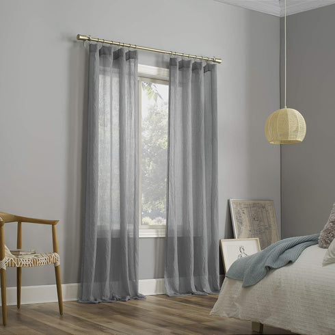 No. 918 Genevieve 2-pack 2-pack Linen Weave Sheer Semi-Sheer Grommet Curtain Panel Pair, 50" x 96", Gray...
