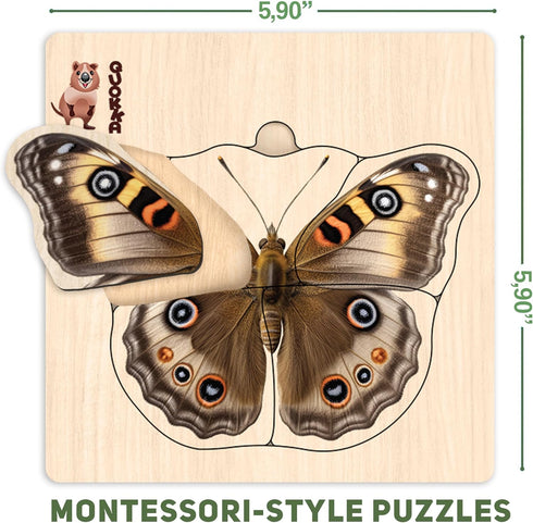 QUOKKA Realistic Wooden Puzzles for Toddlers 1-3 Year Old - 15x15 Inches Kids Puzzles Ages 2-4 - Birds, Animals, Fish, Butterfly Montessori Toddle...