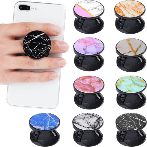 Honoson 9 Pieces Cell Phone Grip Holder Collapsible Holder Colorful Self-Adhesive Finger Ring Sublimation for Smartphone and Tablets(Marble)...
