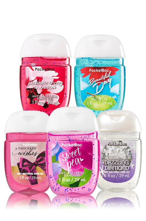 Bath and Body Works Anti-Bacterial Hand Gel 5-Pack PocketBac Sanitizers, Assorted Scents, 1 fl oz each...