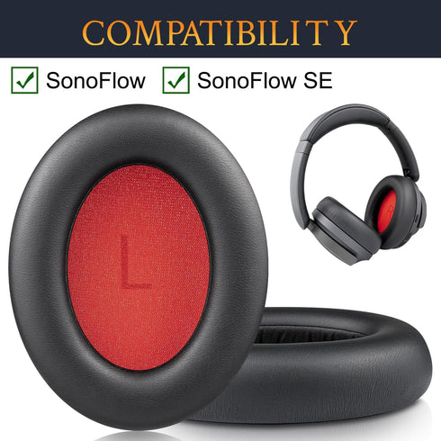 SOULWIT Professional Earpads Cushions Replacement for 1MORE SonoFlow/SonoFlow SE Headphones, Ear Pads with Soft Protein Leather, Noise Isolation F...