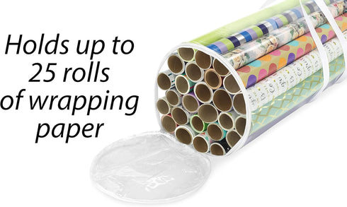 Whitmor 6044-4924 Clear Gift Wrap Organizer - Zippered Storage for 25 Rolls...