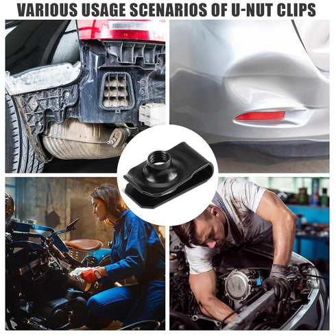 25 Pcs Extruded U Type Nuts Bumper Fender U Style Clip on Nut Extruded U Style Nuts Spring Nuts Black U Style Fasteners for Automotive Metal Fende...