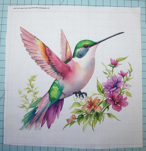 Fabric Panel 8"x8" Hummingbird 100% Cotton Quilting Panel Square AM1501...