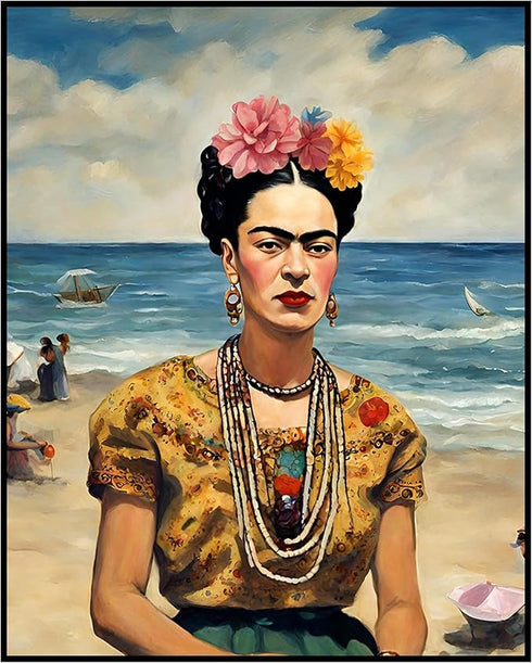 Posterizer 1 pcs- Frida Kahlo inspied art with retro clothing-Famous Figures Art Collection-Landscape & Nature Art- Living Room Bedroom Decor- unf...